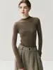 Suéter de punto fino para mujer, otoño/invierno, cuello medio alto, sin costuras, una pieza, cachemira ultrafina, lavable a máquina, prenda interior, ajuste ceñido, ropa interior de punto base