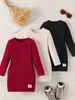 Vestido de Tres Piezas Simple y de Alta Gama para Niñas Jóvenes, Color Puro, Rayas de Canalé