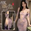 Dropshipping Lencería Sexy Encaje Vestido Morado Pijamas Deseo Puro Traje Qqny Cheongsam Uniforme Sexy F128
