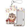 Portatarjetas de Fuegos Artificiales y Caballo Pequeño para el Año del Caballo y Año Nuevo, Estilo Lanyard para Tarjeta de Estudiante, Portatarjetas de Banco, Portatarjetas para Comida de Pareja, Portatarjetas de Agua