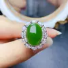 Atacado de Fábrica Popular Anel de Jade Natural Prata S925 Incrustado Pedra Principal 12*16 Joias de Luxo Venda Direta da Fábrica