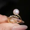 Acessórios DIY Prata Esterlina S925 Anel Simples com Cravação para Pérola, Base de Anel Estilosa Feita à Mão para Mulheres, 6-10mm