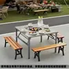 Uma Mesa Dobrável de Aço Inoxidável Essencial para Acampamento e Churrasco, com Alto Valor Estético, Forte Portabilidade e Montagem Rápida