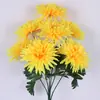 Flores artificiales crisantemos dorados ramos crisantemos grandes Día de Barrer las Tumbas sacrificio flores falsas Funeraria flores de seda flores funerarias al por mayor