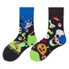 Calcetines originales de moda infantil AB color asimétrico dibujos animados longitud media otoño e invierno caramelos lindos calcetines de algodón para niños y niñas