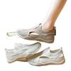 Jinbu Kangfei - Zapatos tejidos para mujer, de verano, nuevos, transpirables, de malla fina, combinables, informales, deportivos, sin cordones, para personas perezosas