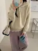 2025 Nuevo Suéter de Punto con Capucha y Media Botonadura Otoño e Invierno para Mujer Holgado Simple Versátil Color Liso Suéter Superior Moderno