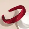 Diadema Estilo Coreano de Satén con Pedrería Cielo Estrellado Diadema de Esponja de Corona Alta Versátil Retro para Mujer Elegante Pinza para el Cabello de Salida