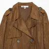 Comércio exterior transfronteiriço 2026 novo estilo europeu e americano outono trench coat de camurça sintética com cinto top 4968028