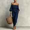Mono Elegante de Moda Otoño-Invierno 2026 Europeo y Americano, de Hombros Descubiertos, Ceñido a la Cintura, con Mangas Abullonadas, de Venta Caliente para Viajes