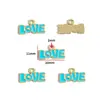 Accesorios para Joyería de Aleación DIY Letra Inglesa Amor Etiqueta Esmaltada Colgante Redondo Pulsera Llavero Collar Encanto