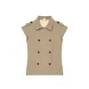 Comercio exterior transfronterizo ropa de mujer estilo europeo y americano ZA AliExpress superventas retro de dos tonos chaleco de camisa de corte entallado cruzado