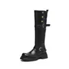 Deseja que as botas femininas sejam estilosas para o outono e inverno. Novas botas de cavaleiro de salto médio com salto grosso de 5,5 cm, bico quadrado de uso duplo, botas Martin de sola grossa
