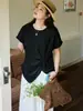 Top de Verano ALINDM para Mujer Tallas Grandes con Mangas Cortas Volantes, Tacto de Alta Gama 100 kg Diseño Coreano Camiseta de Manga Corta