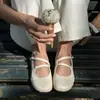 Zapatos de mujer elegantes y con clase de 2 cm, nuevo modelo otoño 2026, punta redonda, suela plana, tira cruzada, zapatos de abuela de boca poco profunda para mujer