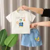 Traje de Verão para Meninos Nova Roupa Infantil Bebê Verão Crianças Fino Chocalhos Chapéu Cão Manga Curta Traje Moderno