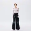 2025 Jeans Mujer Primavera Retro Moderno Pierna Ancha Holgada Diseño de Tiro Alto Moda Perezosa