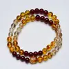 Fragmentos de Cristal de Caramelo Cristal Natural Folha de Ouro Flor de Carpa Âmbar Pulseira para Mulheres, Pulseira de Presente Versátil Atacado