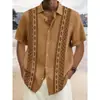 Camisa Havaiana Transfronteiriça Peça Única Masculina Praia Tamanho Grande Casual Estampada em 3D Manga Curta Camisa de Férias à Beira-Mar Tendência