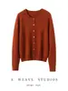 Nuevo Suéter de Punto Cardigan para Mujer Otoño/Invierno 2026 100% Cachemira Pura Cuello Redondo Manga Larga Elegante Abrigo para Viaje