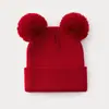 Chapéu de Tricô Espesso e Quente para Outono e Inverno com Logotipo Personalizável, Chapéu de Tricô à Prova de Vento e Resistente ao Frio para Uso Externo com Pompons Duplos