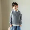 Suéter de Lã Infantil Suéter Masculino Pulôver Camisa Básica Tricotada Feminina Outono e Inverno Estilo Ocidental Suéter de Lã Engrossado