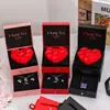 Caixa de Presente Flor Rosa de Camada Dupla Caixa de Presente para Batom Colar Flor Eterna Caixa de Joias Caixa de Embalagem de Aniversário Caixa de Joias