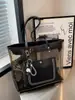 Bolsa Transparente de Grande Capacidade Feminina 2024 Nova Moda Gelatina Bolsa de Trabalho Versátil Bolsa de Ombro Estudante Tendência