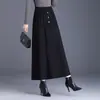 Falda de Punto de Longitud Media para Mujer en Invierno Nueva Falda de Cintura Alta de Longitud Media Línea A Elegante Casual de Gama Alta Falda con Dobladillo Grande