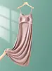 Nuevo Vestido Largo de Modal para Verano Color Sólido Casual Holgado con Tirantes Finos Falda de Longitud Media