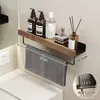 Estante de Almacenamiento para Baño de Nogal Baño Inodoro Escritorio de Lavado Inodoro Pared Estante de Almacenamiento sin Agujeros