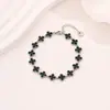 Pulseira de Contas de Zircônia Colorida de Alta Qualidade para Mulheres Marca Tendência Transfronteiriça de Moda Pulseira de Aço Titânio Versátil Pulseira de Trevo de Quatro Folhas