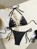 Traje de baño para mujer 2027 nuevo estilo, estilo europeo y americano, bikini transfronterizo, copa triangular, cuello halter sexy, traje de baño de atar