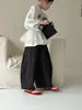 Calça Infantil 2026 Verão Meninos e Meninas Estilo Coreano Solta Xadrez Cropped Calça Casual Versátil Infantil