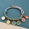 Pulsera de Flor de Durazno de los Cinco Dioses de la Riqueza Estilo Tíbet, Cordón Tejido a Mano Nudo de Flor de Durazno, Pulsera Thangka de Cuerda Multicolor Estilo Étnico