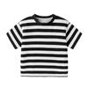Camiseta Listrada de Manga Curta de Verão Marca Trendy para Meninos Zhongda Ins Nicho Manga Curta Casual Camiseta Infantil de Manga Curta Roupa Infantil Top