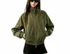 Chaqueta de ante Maillard, modelo nuevo de otoño 2026, cuello alto, cremallera, diseño corto con tres franjas para personas petite