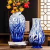 Pintado a Mano Puramente Martín Pescador de Caña Azul y Blanco Porcelana Nuevo Estilo Chino Cerámica Jarrón Adornos Decorativos Entrada Cerámica Jarrón Decorativo