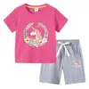 Nova Camiseta Infantil de Verão 2023 Roupa Infantil de Comércio Exterior ins Algodão Coreano Calça Curta Infantil Traje de Duas Peças