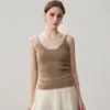 Chaleco de punto fino de cachemira con tirantes finos para mujer, nuevo para otoño e invierno, cuello en V, sin mangas, camisola interior sexy