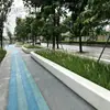 Con Asiento para Árbol de Terrazo Claro, Calle Peatonal de Parque, Paisaje de Vista Nocturna al Aire Libre, Banco de Ocio UHPC, Personalización