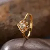 Anel Tesouro de Prata de Lei S925 Banhado a Ouro 18K Cor Natural de Luxo Leve Anel de Dedo Alimentício Acessórios de Joias de Nicho Ins para Mulheres
