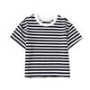 Camiseta de Manga Corta para Niños Algodón Puro Clase A Verano Ropa Infantil Camiseta Top Rayada Transpirable Cuello Redondo para Niños Pequeños y Medianos