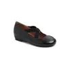 Zapatos Retro de Punta Redonda de Cuero Suave sin Cordones con Aumento Oculto de Altura, Zapatos Casuales Negros de Cuero con Tira Cruzada para Mujer, Versátiles y Cómodos