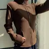 Chamarra Sudadera Blanca de Forro Polar Doble Cara Ajustada con Cuello Alto para Mujer, Otoño e Invierno Más Vendido 2026 Nuevo Top Cálido