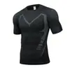 Camiseta masculina preta justa de seda gelada secagem rápida fitness manga curta verão esportiva top elástico para corrida treino slim fit