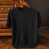 Camiseta de manga corta para hombre, estilo coreano moderna de cuello redondo y manga corta, ropa de punto lisa ajustada para hombre de primavera y otoño, camisa de punto elegante