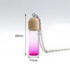 Creativo Nuevo Color Degradado Madera Grano Cubierta Vidrio Pequeña Botella Colgante Aceite Esencial Botella de Perfume Llavero Colgante Collar