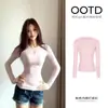 Camiseta blanca de manga larga con cuello redondo y corte ajustado para mujer, estilo coreano otoño 2026, prenda exterior adelgazante, top de capa interior