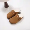 298-2 Zapatos Birkenstock de Terciopelo de Invierno para Mujer, Zapatos Planos de Mula de Cuero Nobuk Retro, Zapatos Perezosos